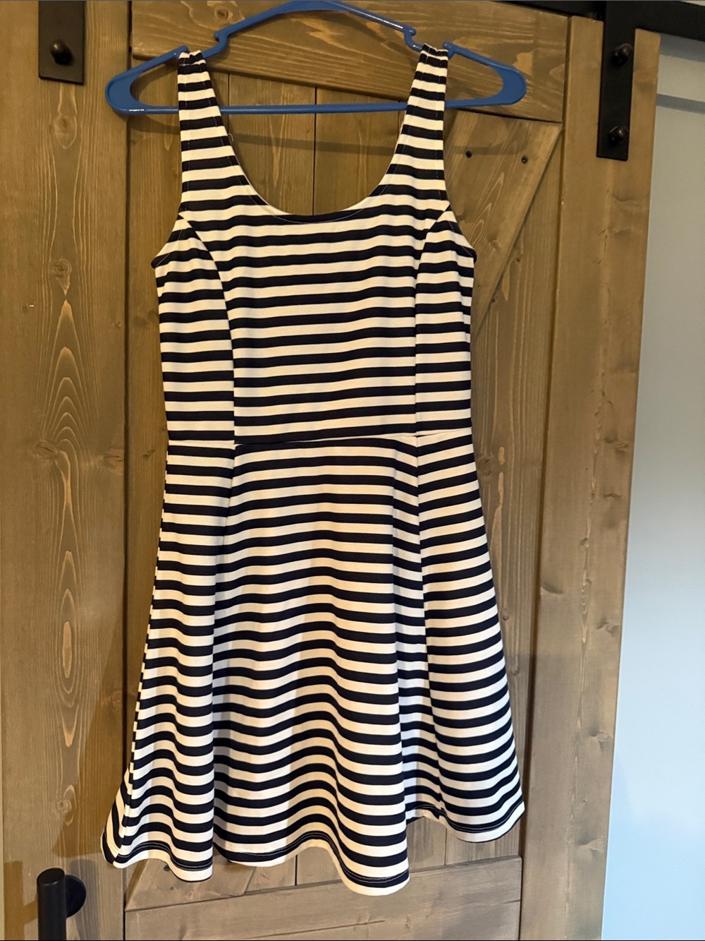 Striped navy and White Sleeveless Fit & Flare Dress